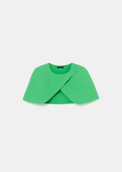 TARA JARMON Valentina Green Crepe Cape Fashion