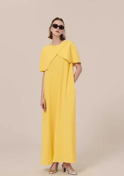 TARA JARMON Valentina Yellow Crepe Cape Clearance