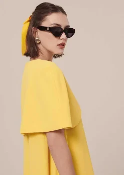 TARA JARMON Valentina Yellow Crepe Cape Clearance