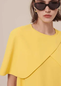 TARA JARMON Valentina Yellow Crepe Cape Clearance