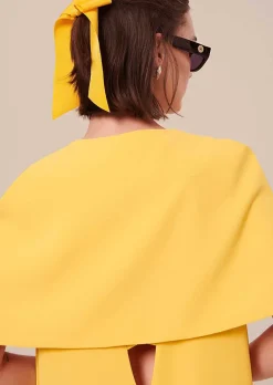 TARA JARMON Valentina Yellow Crepe Cape Clearance
