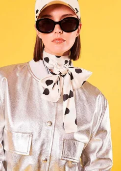 TARA JARMON Valma Silver Leather Jacket Online