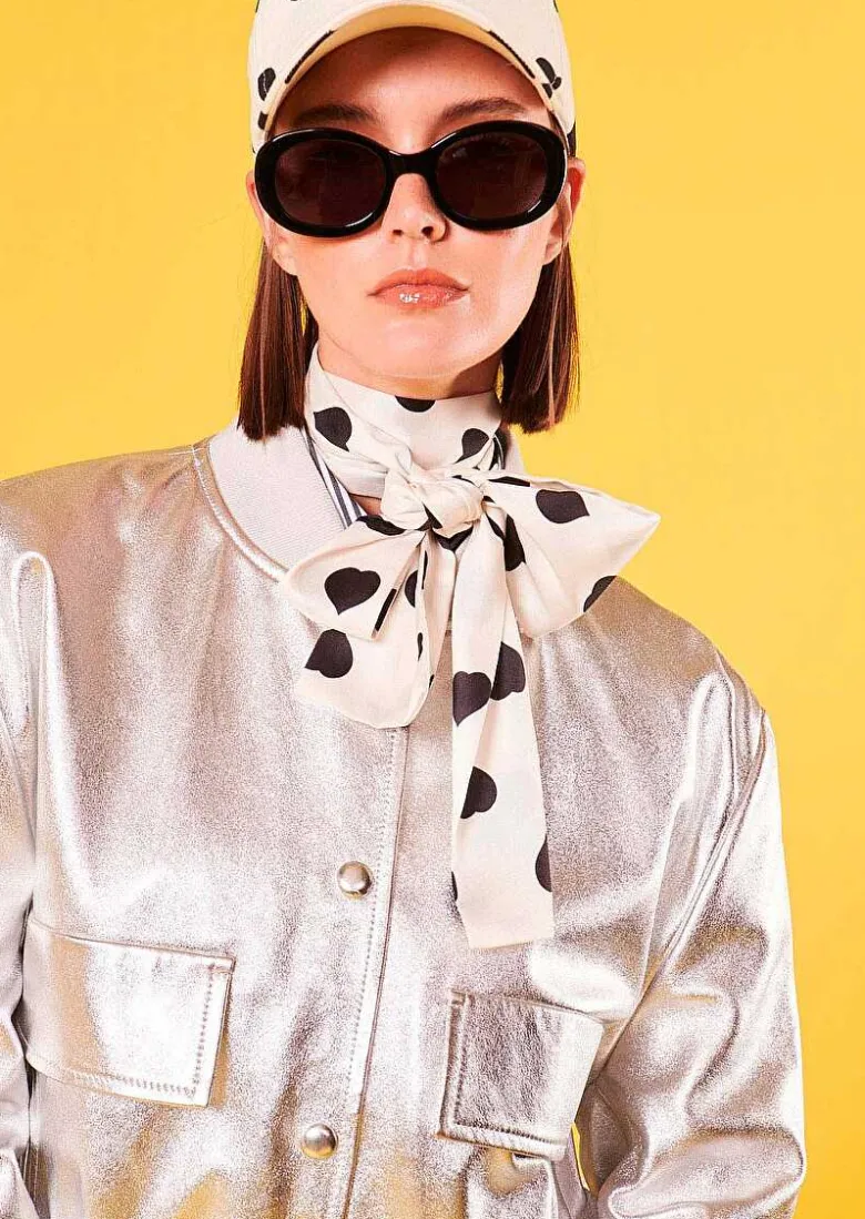 TARA JARMON Valma Silver Leather Jacket Online
