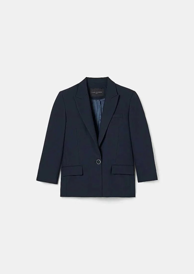 TARA JARMON Vancouveur Midnight Blue Cold Wool Suit Jacket Sale
