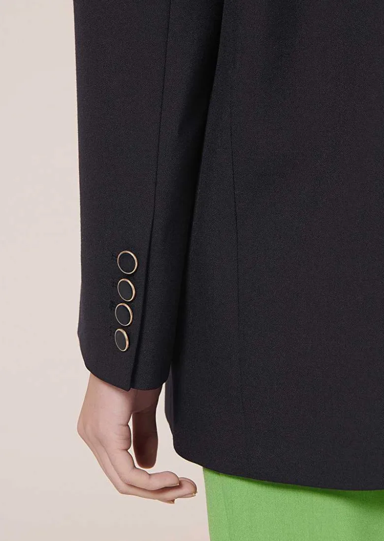 TARA JARMON Vancouveur Midnight Blue Cold Wool Suit Jacket Sale