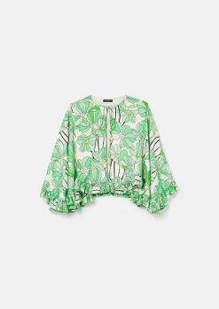 TARA JARMON Verona Green Floral Printed Cape Outlet