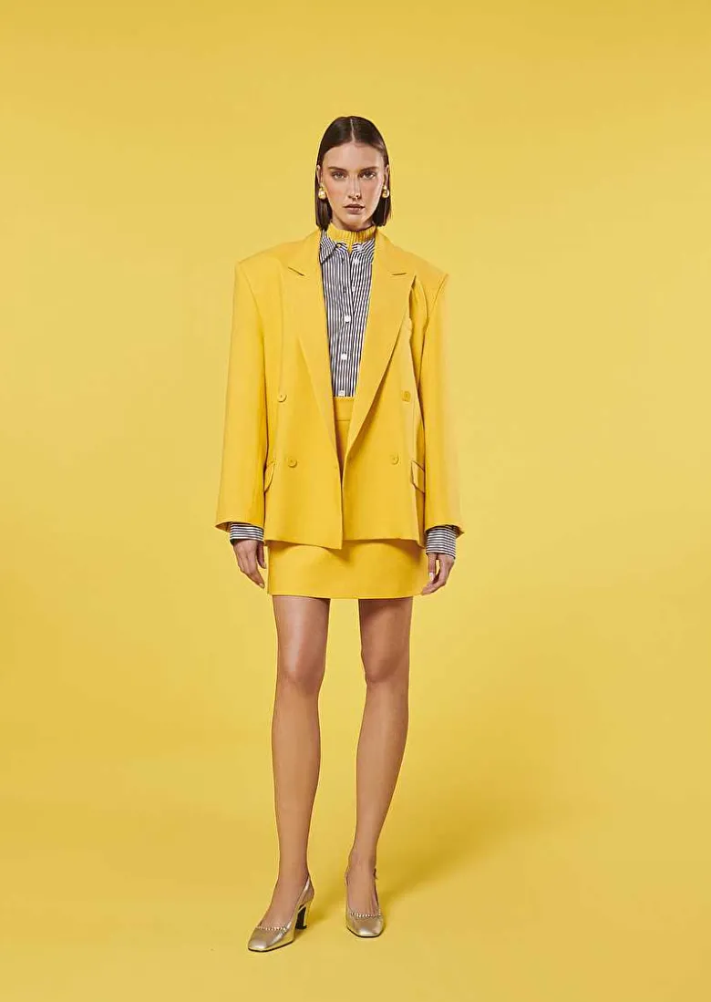 TARA JARMON Victoria Yellow Suit Jacket Hot