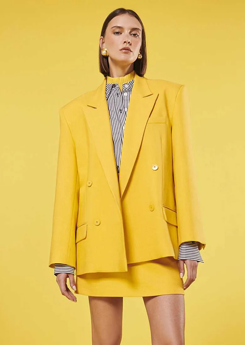 TARA JARMON Victoria Yellow Suit Jacket Hot
