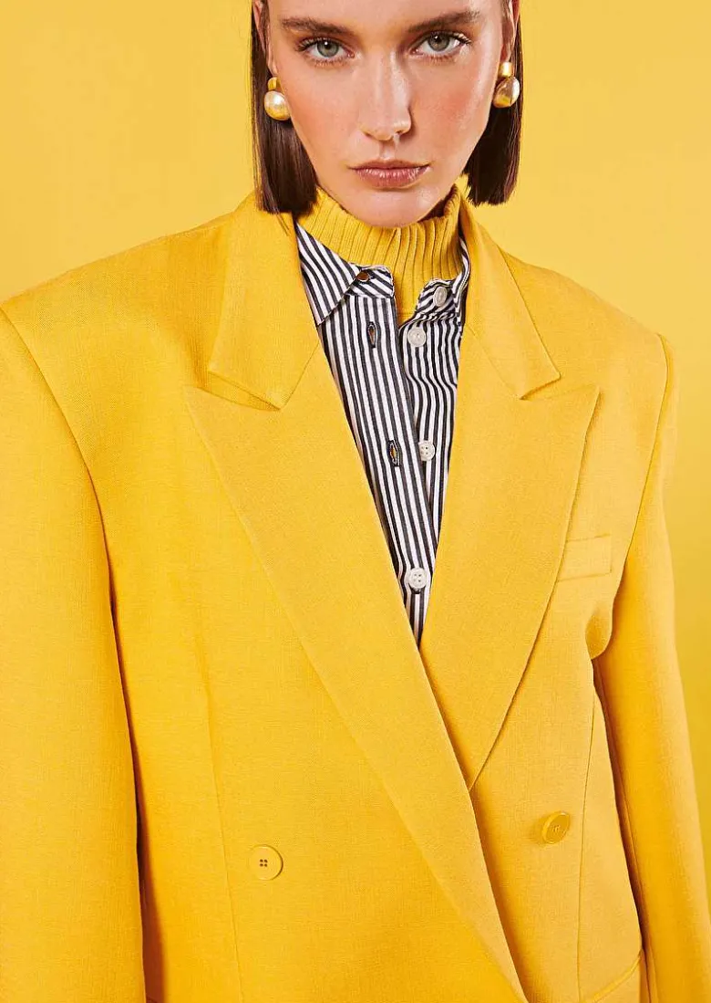 TARA JARMON Victoria Yellow Suit Jacket Hot