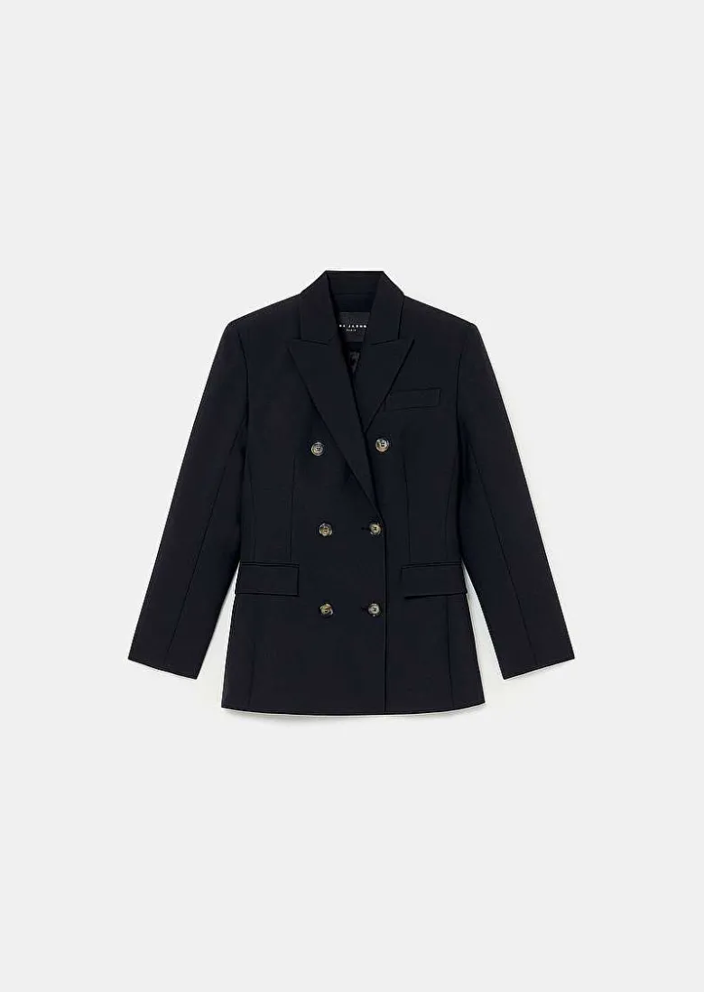 TARA JARMON Viola Black Cold Wool Suit Jacket Fashion