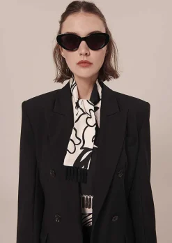 TARA JARMON Viola Black Cold Wool Suit Jacket Fashion