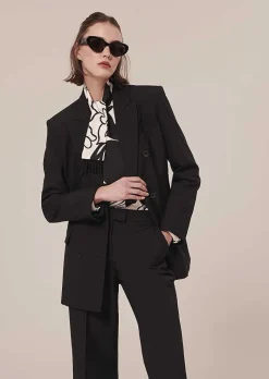 TARA JARMON Viola Black Cold Wool Suit Jacket Fashion
