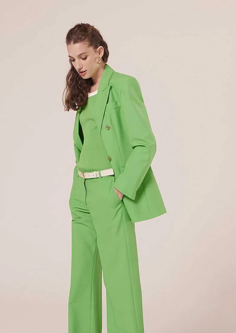 TARA JARMON Viola Green Cold Wool Suit Jacket Cheap