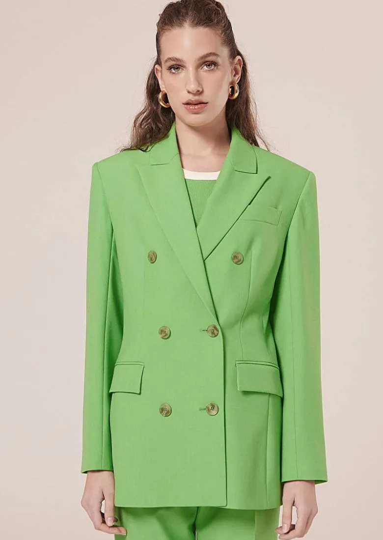 TARA JARMON Viola Green Cold Wool Suit Jacket Cheap