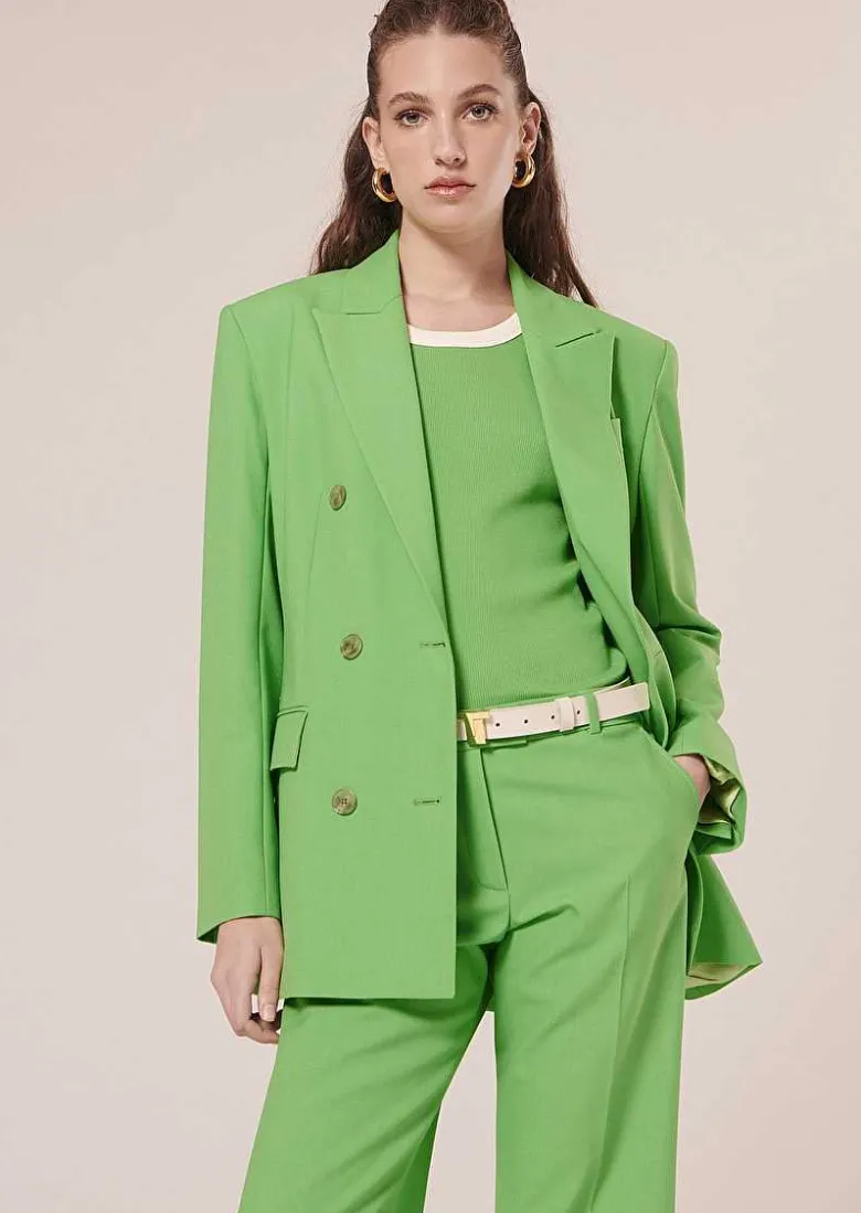 TARA JARMON Viola Green Cold Wool Suit Jacket Cheap