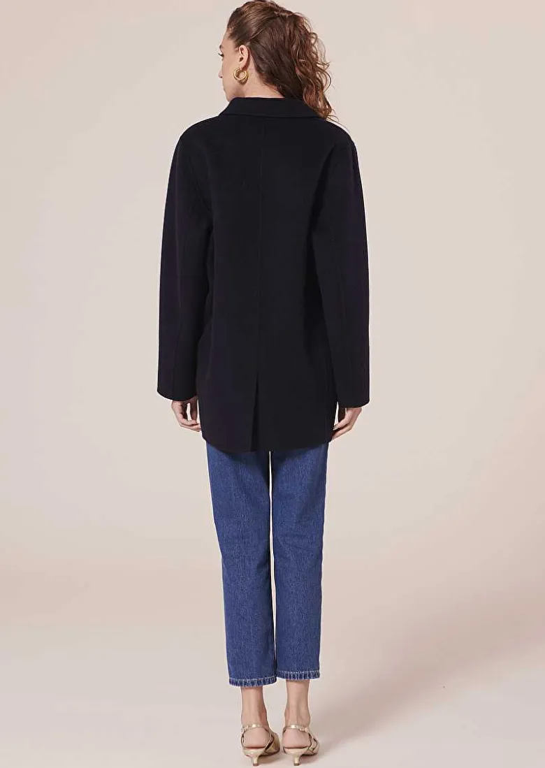 TARA JARMON Virgilio Midnight Blue Double-Sided Wool Jacket Store