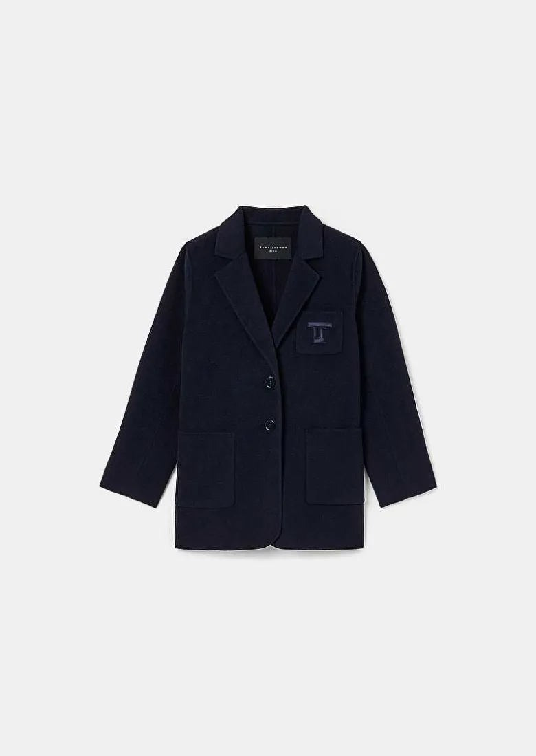 TARA JARMON Virgilio Midnight Blue Double-Sided Wool Jacket Store