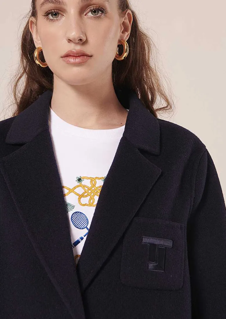 TARA JARMON Virgilio Midnight Blue Double-Sided Wool Jacket Store