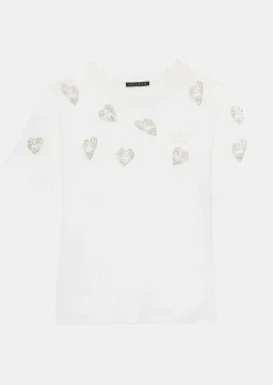 TARA JARMON White Taralove T-Shirt In Embroidered Cotton Shop