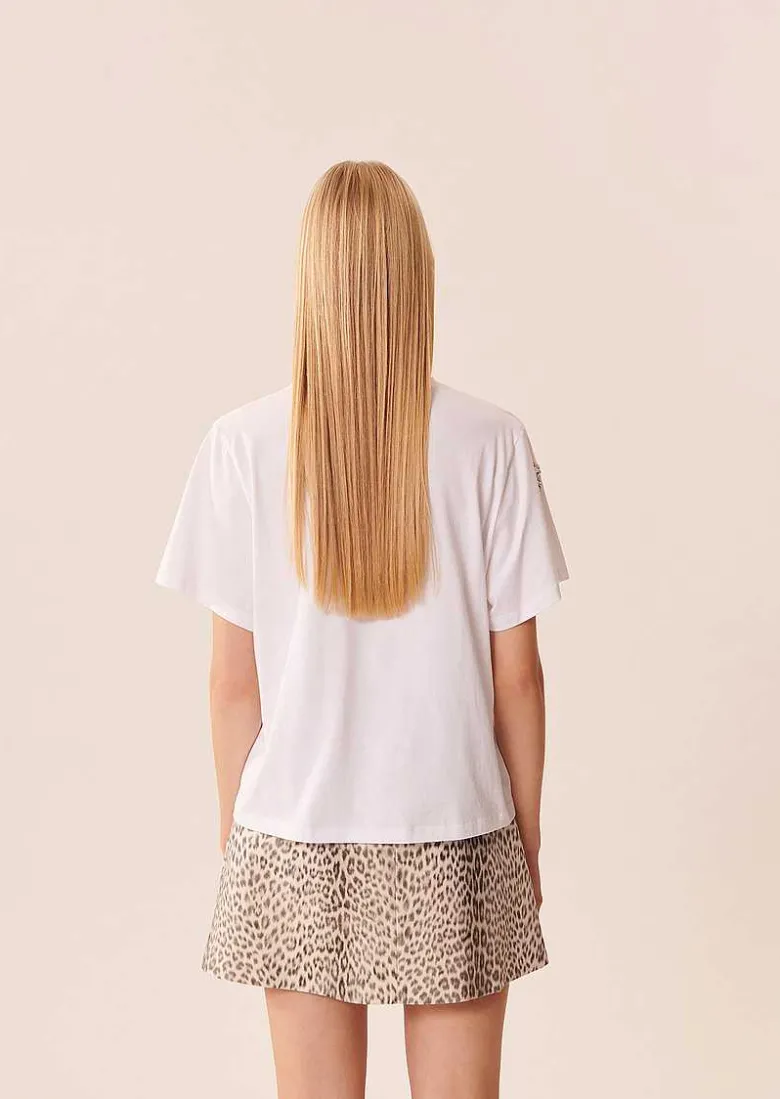 TARA JARMON White Taralove T-Shirt In Embroidered Cotton Shop